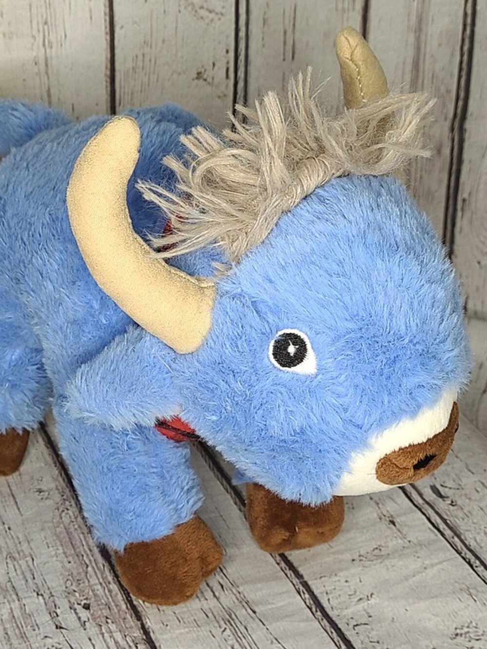 12" Tall Tails Crinkly Babe Blue Ox Plush Stuffed Squeaky Dog Toy Paul Bunyan